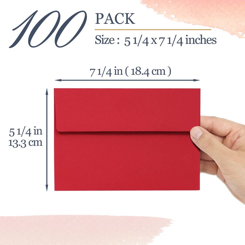 MATICAN أظرف دعوات، عبوة 100، أظرف 5x7، أظرف A7 للدعوات، حمراء، 5 1/4 × 7 1/4 بوصة - Image 4